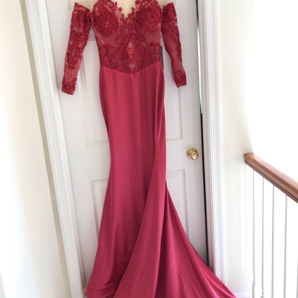 Burgundy, ball/wedding/prom gown. Sz 2/4. Handmade
